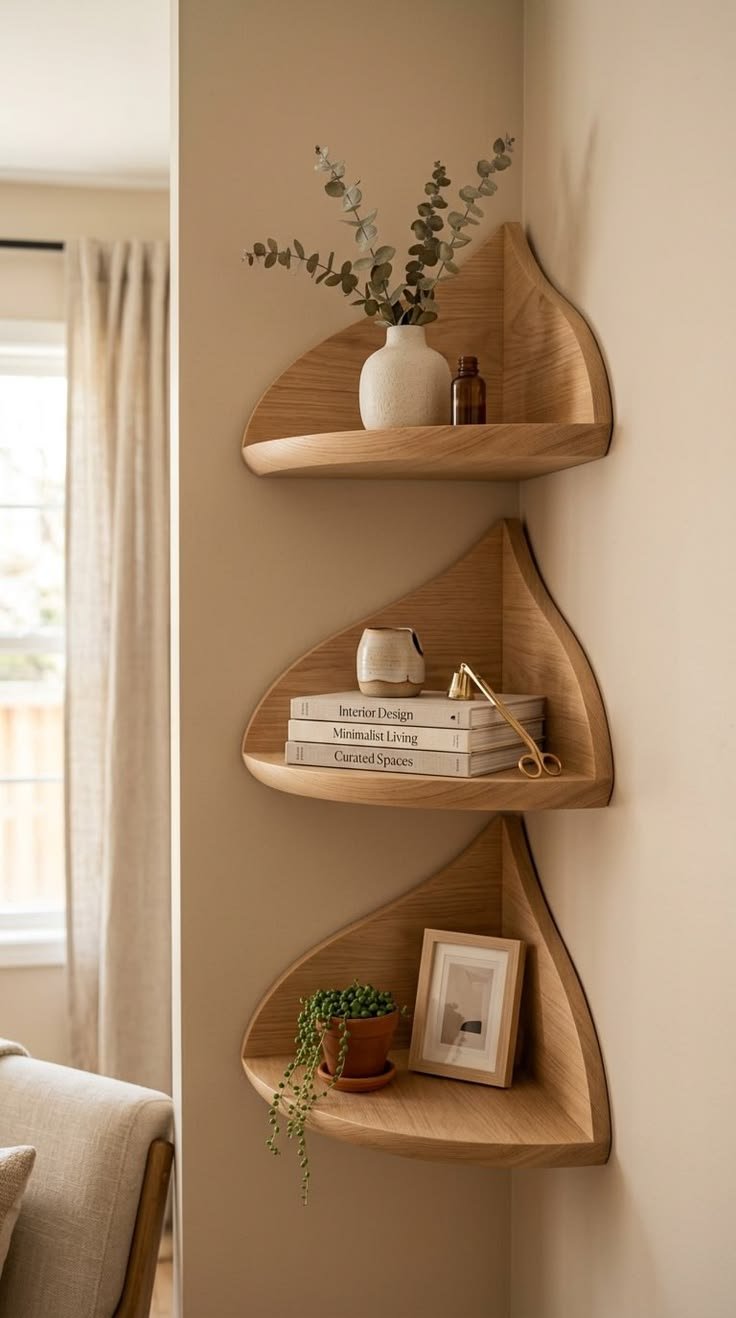 Modern designer corner shelves